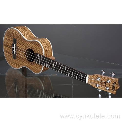 Zebra wood ukulele lettering